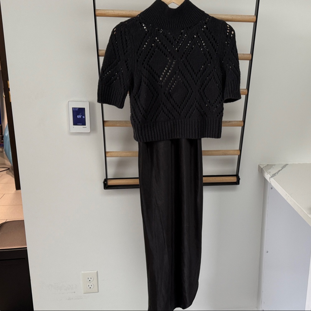 Design History Avery satin slip dress and sweater size small